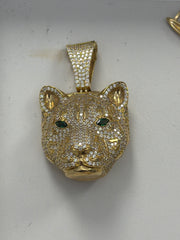 14k tiger pendant with stones