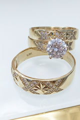 14k trio set wedding engagement men and ladies