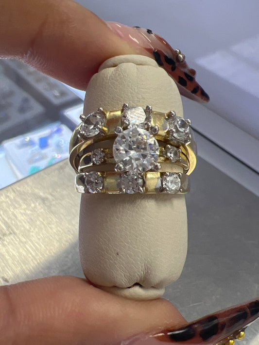 14k trio set wedding engagement