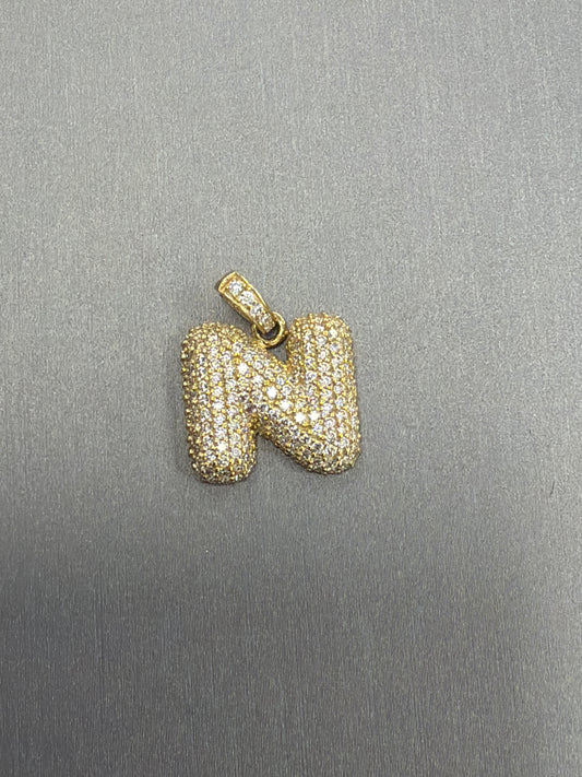 14k letter N pendant with Cz’s stones
