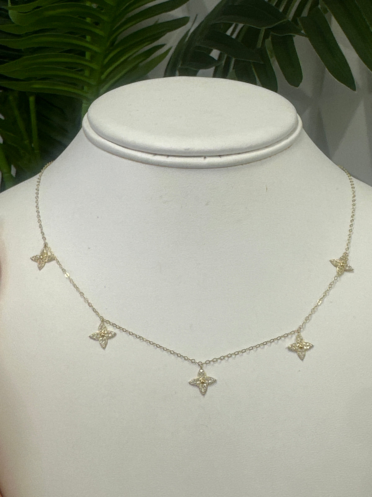 14k necklace with flowers charm