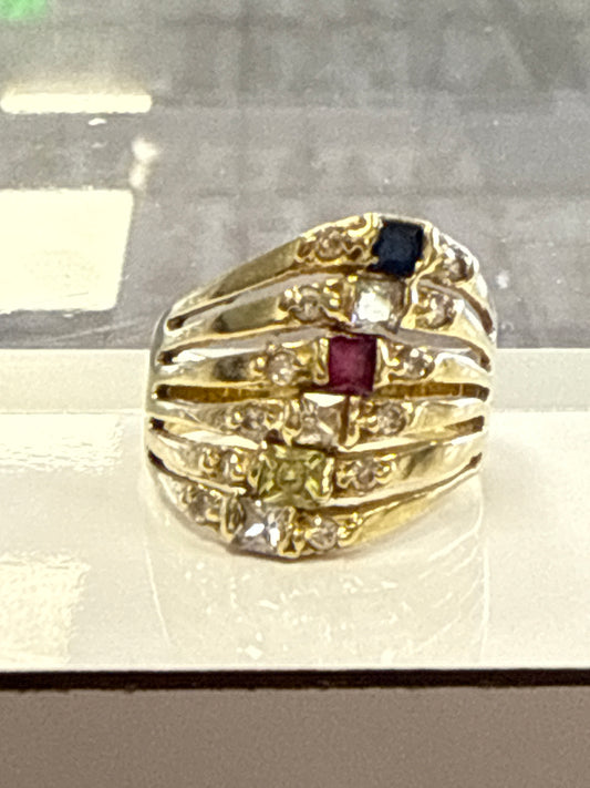 14k ring ladies semanario with multicolored stones