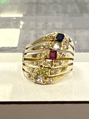14k ring ladies semanario with multicolored stones