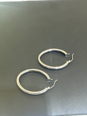 14k Earring big hoop white gold