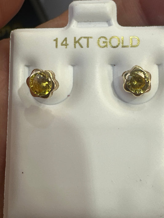 14k Stunning color stone flower earrings
