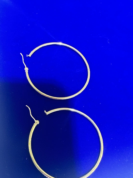 14k Earring big hoop yellow gold plain