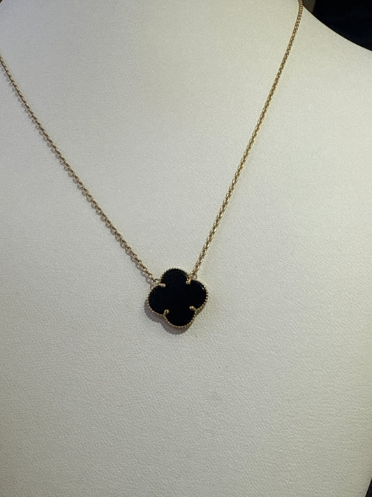 10k necklace clover black