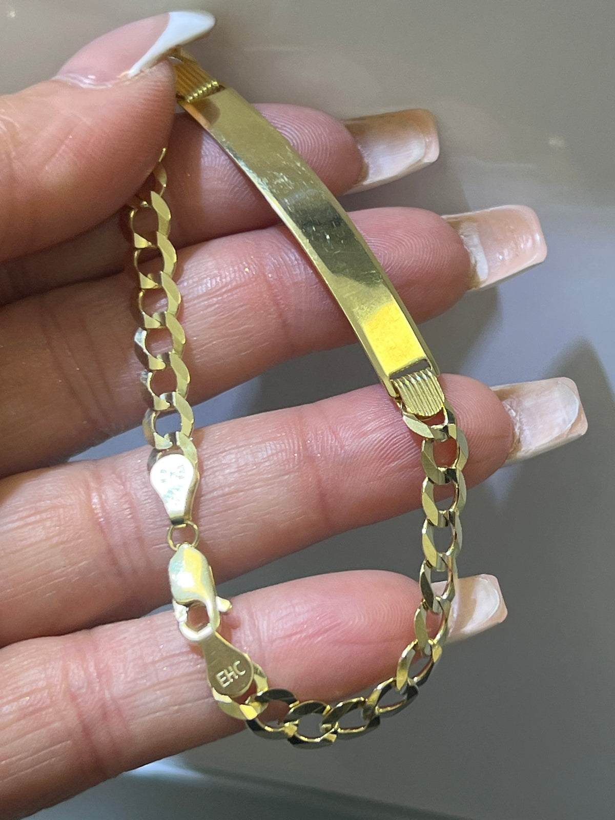 14k bracelet cuban link ID plain 6mm