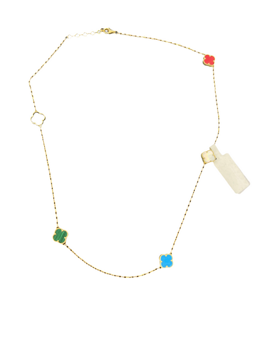 14k necklace 5 clover multi colors