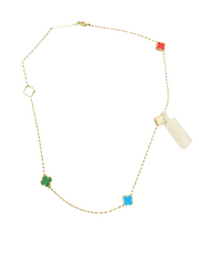 14k necklace 5 clover multi colors