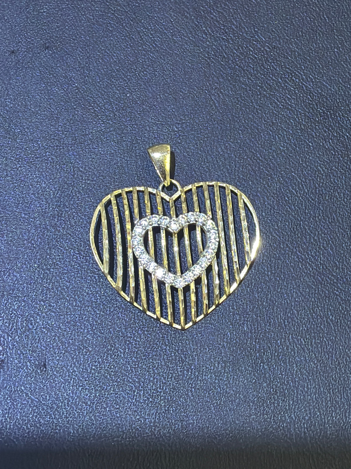 14k heart pendant with CZ stones