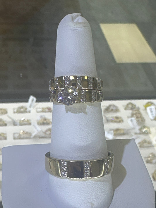 14k trio set engagement rings wedding