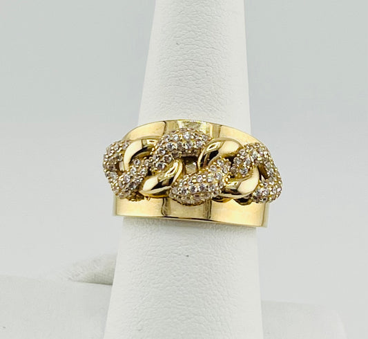 14k ring with chain and stones