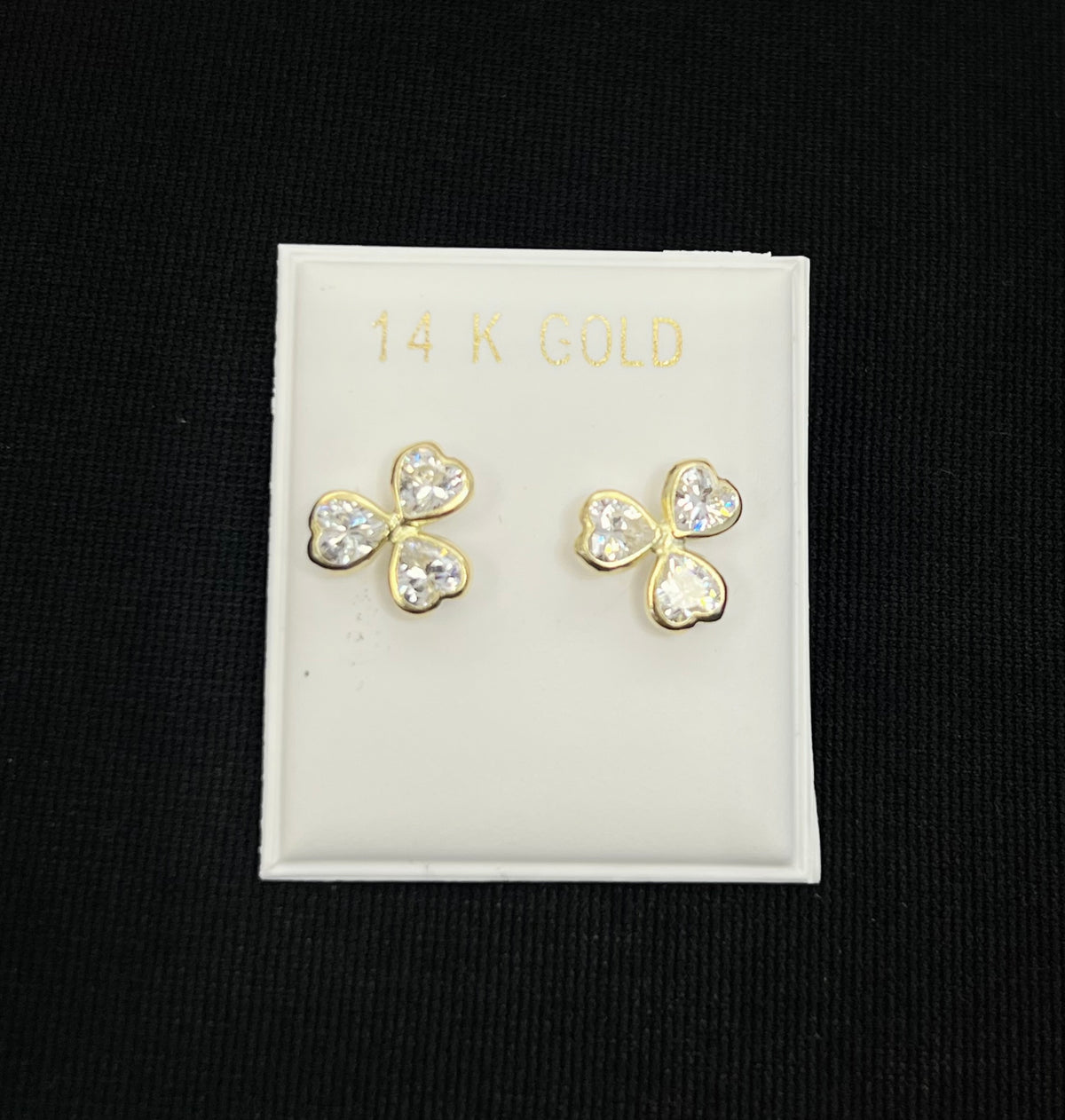 14k ladies clover earring with stones