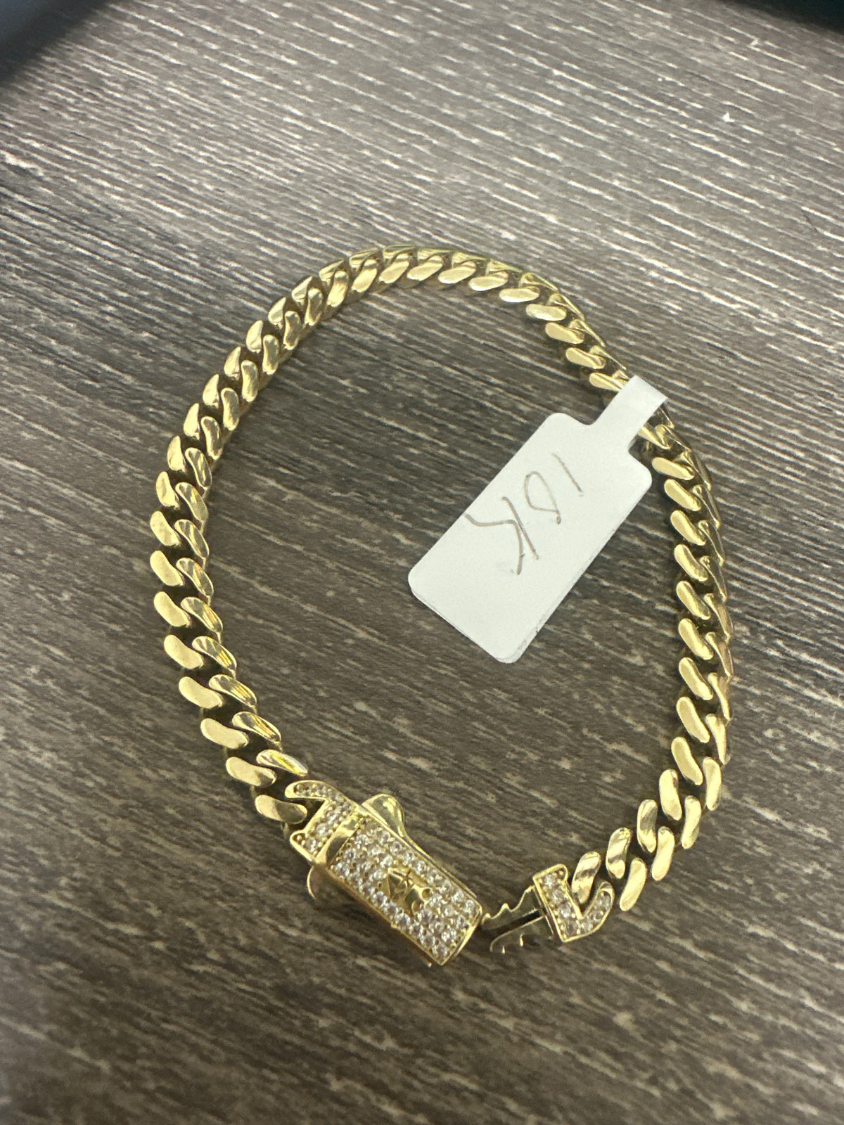 10k Monaco bracelet plain 7” long