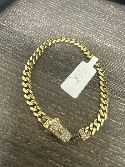 10k Monaco bracelet plain 7” long