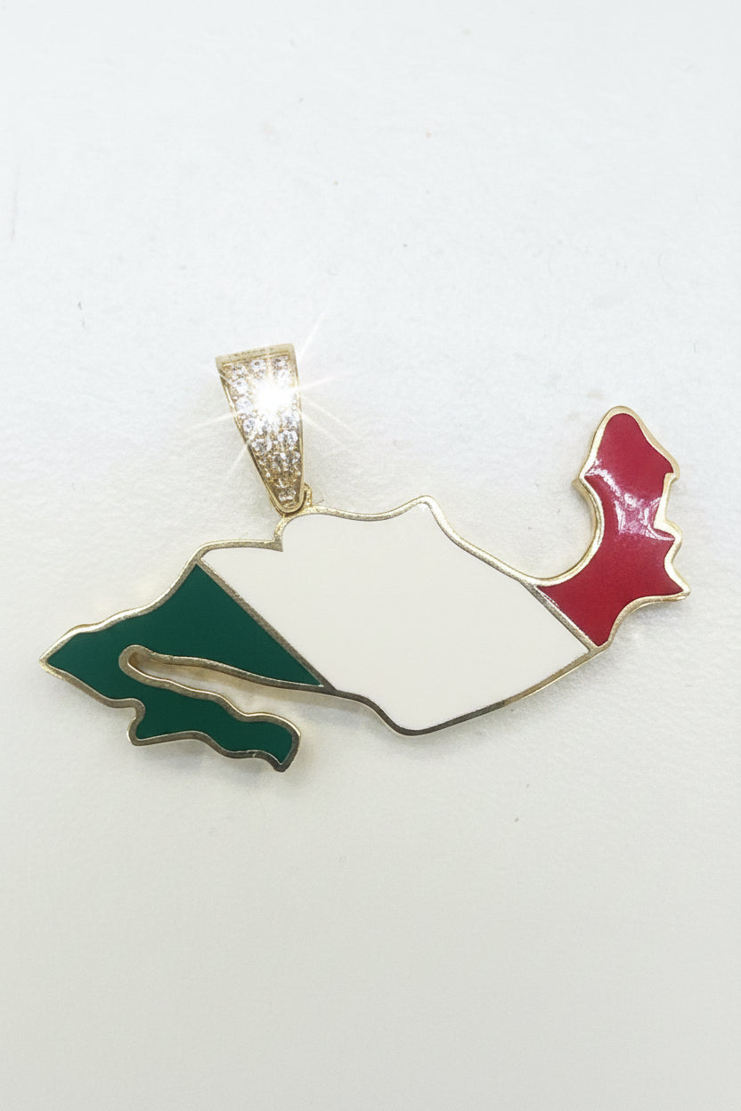 14k pendant mexico mejico bandera mapa