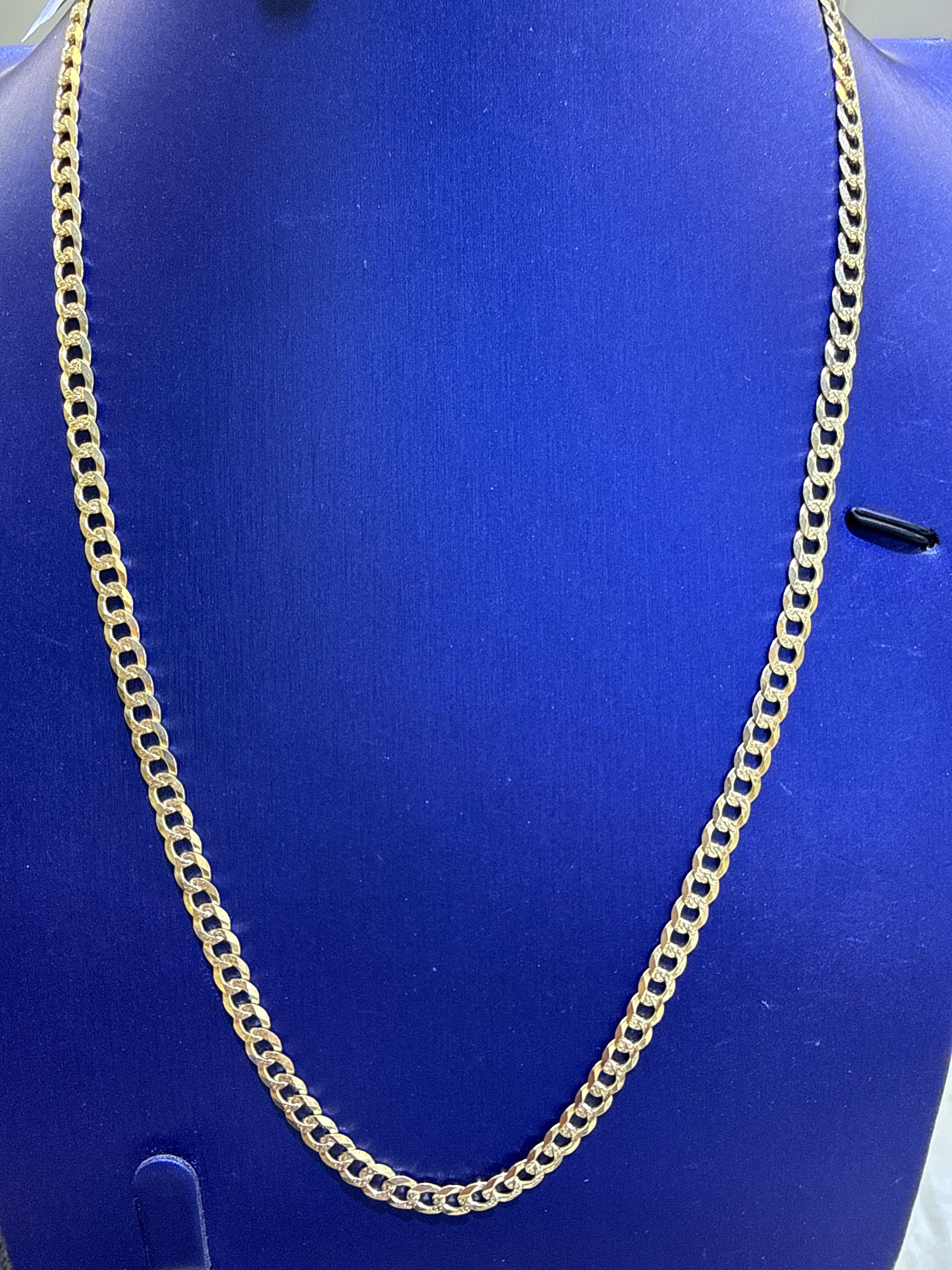 10k Necklace cuban style 18” diamond cut solid 10.46g