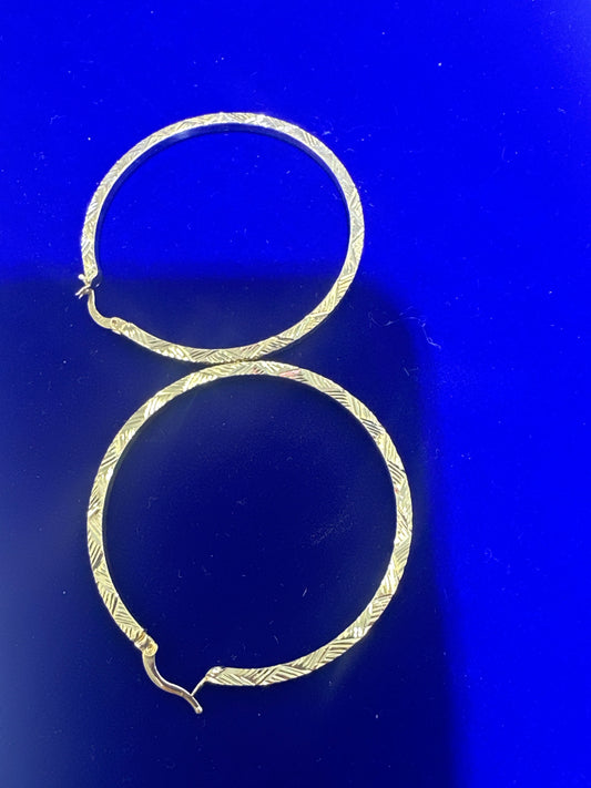 14k Earring big hoop yellow gold twisted