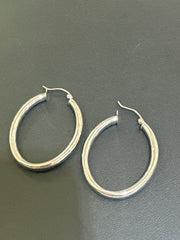 14k Earring big hoop white gold