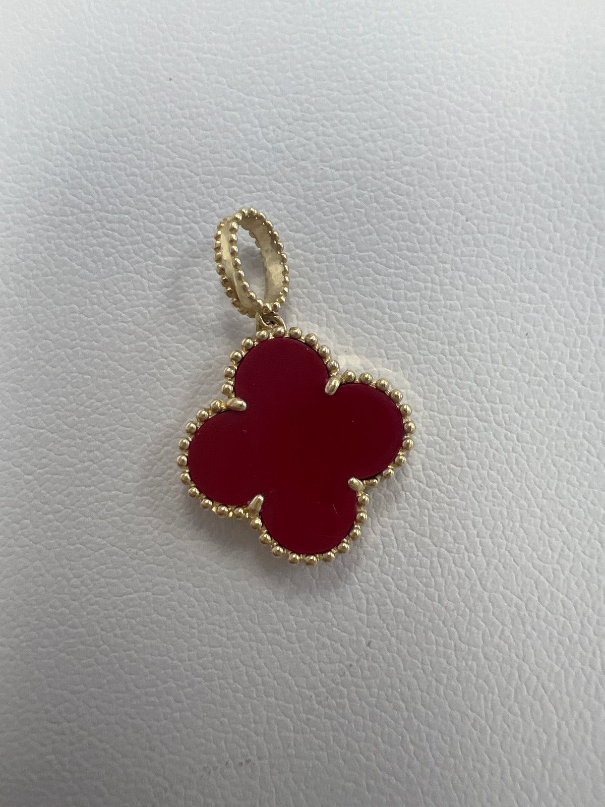 14k red and gold clover pendant