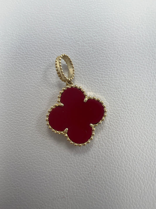 14k red and gold clover pendant