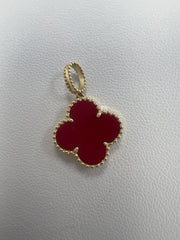 14k red and gold clover pendant