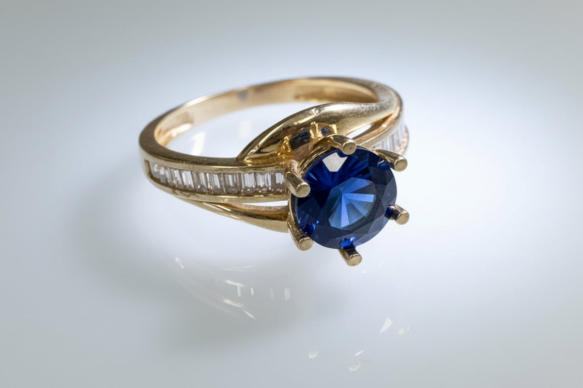 10k ring  yellow gold blue stone
