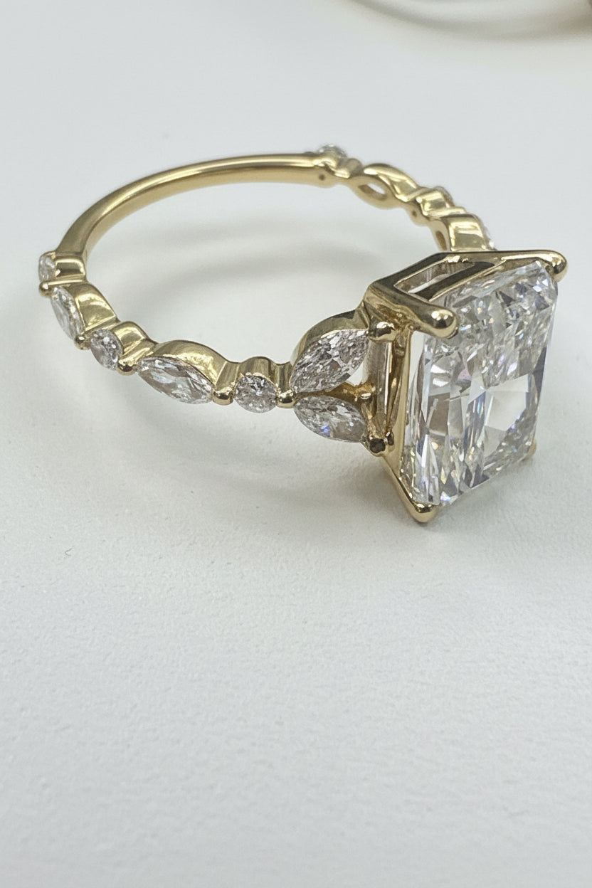 14k Square Diamond Engagement ring lab diamond 3.65CT