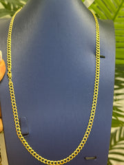 14k Necklace cuban style plain yellow gold 24” 19.34g 6 mm