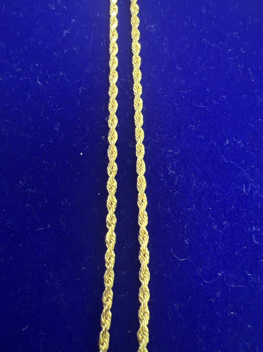 14k rope necklace chain 18” 6.09g 2mm