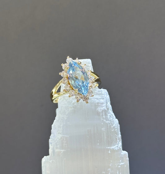 14k light blue stone ring