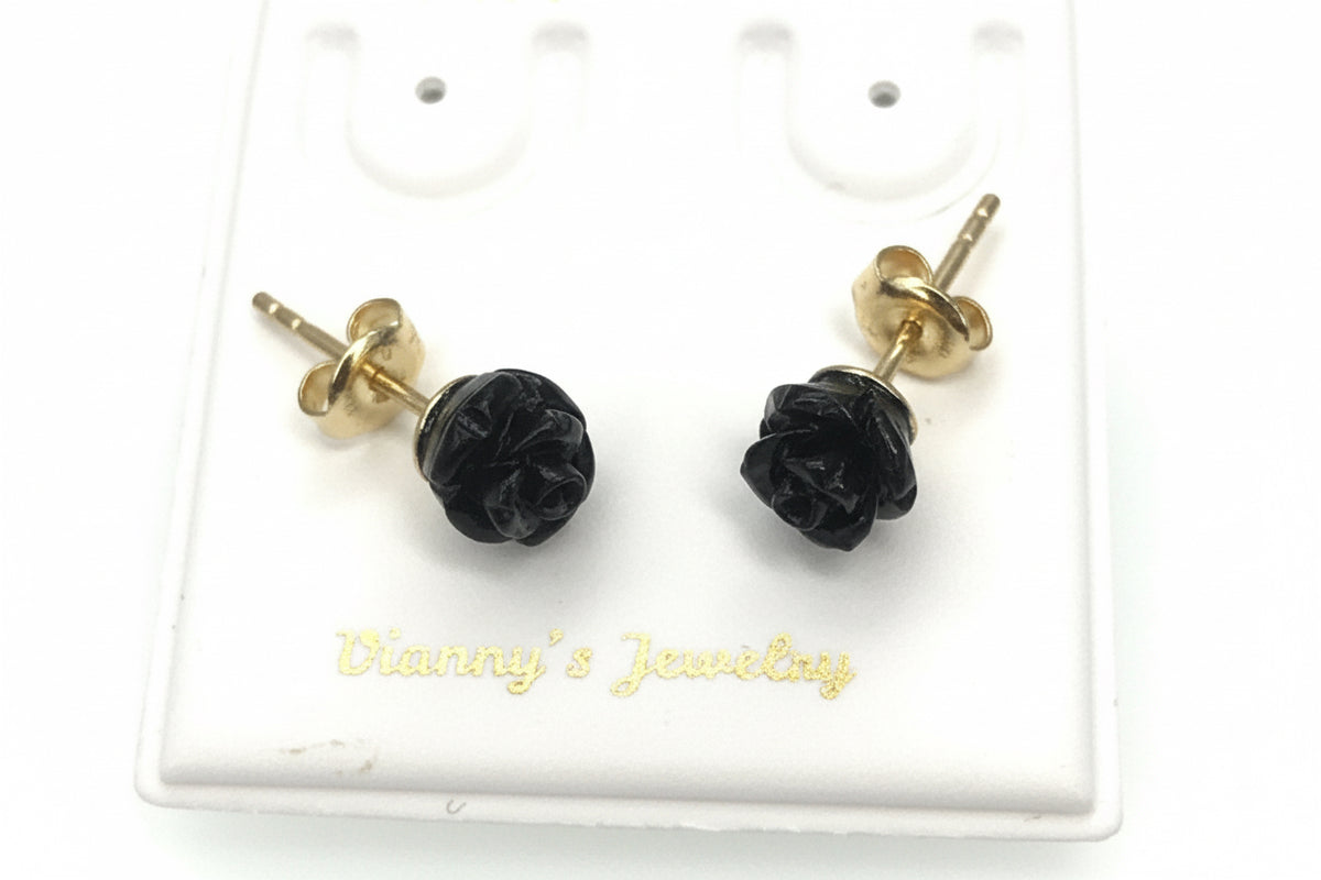 10k black flower earrings