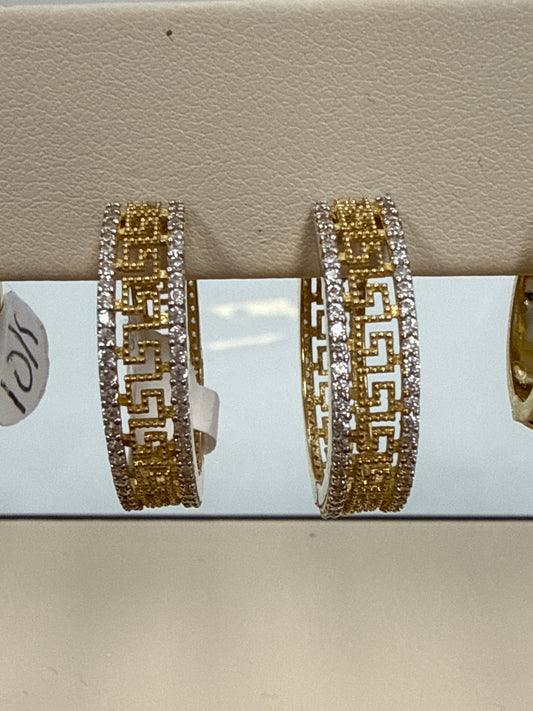 14k hoops small Huggies with design