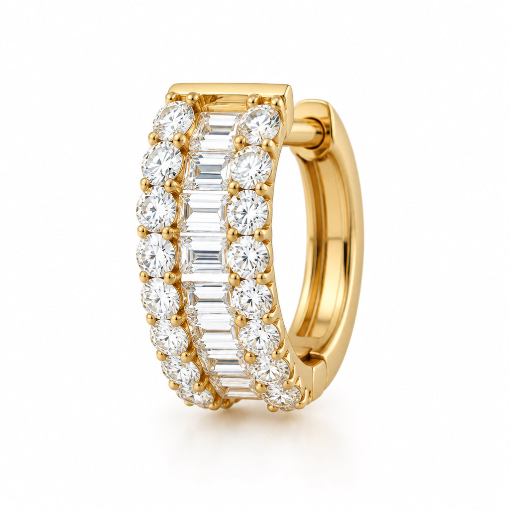 10k hoops small Huggies with diamonds .5ct