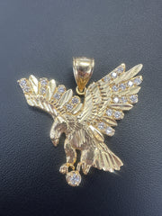 14k eagle stone pendant solid gold with stones 8.41g