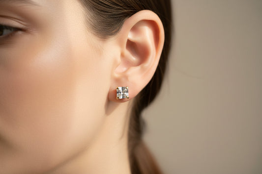 14k earrings 4mm square stone