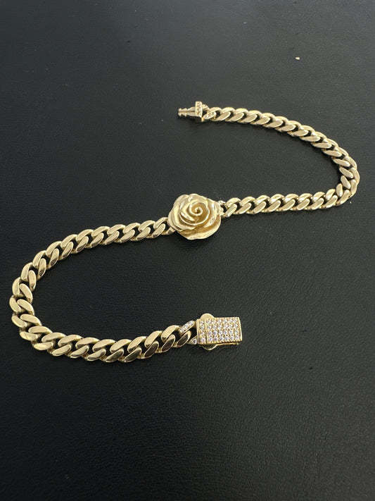 14k monaco bracelet con una rosa rose 6.12g