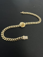14k monaco bracelet con una rosa rose 6.12g