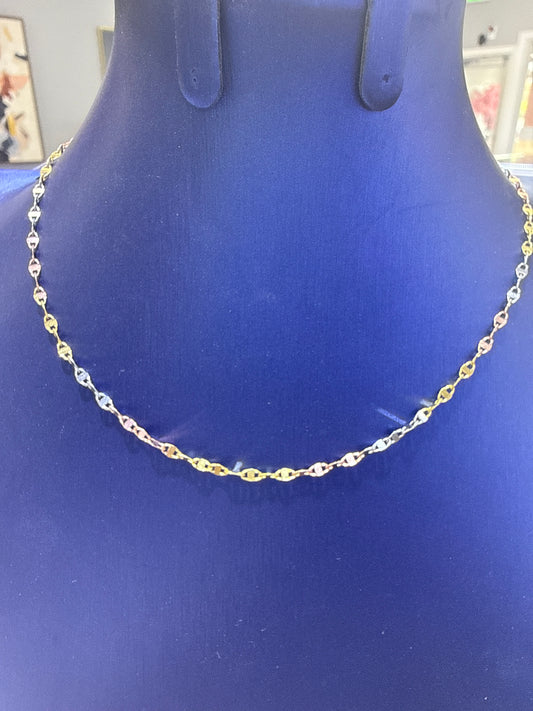 14k 3 color necklace 16” choker mirror