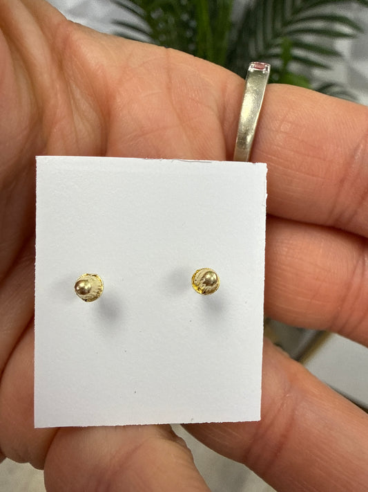 14k earrings 8mm Cz round stone 4 prom