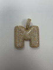 14k letter M pendant with Cz’s stones