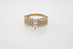 14k Ring engagement ring gold with marque light blue  stones
