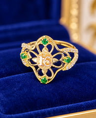 10k ring  Sweet 16th green stones