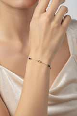 14k multi-color stone bracelet oval shaped stones
