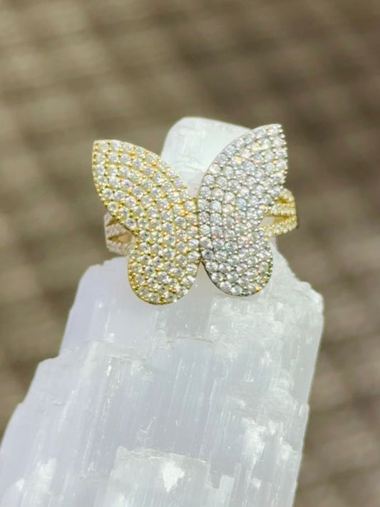 14k Multicolor butterfly ring