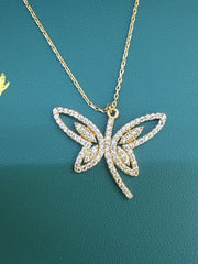 14k Necklace butterfly with stones