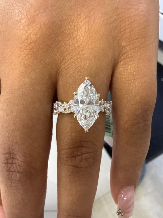 14k LADIES ENGAGEMENT RING SET 4.51CT marquee’s stone shape DIAMOND