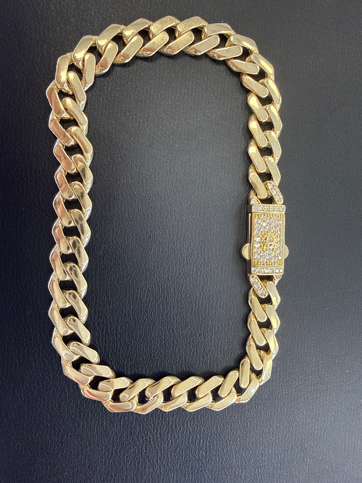 14k Monaco bracelet 8” 7mm