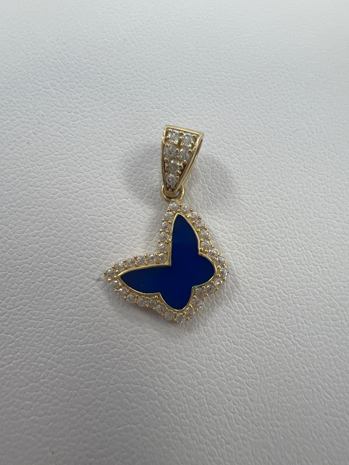 14k blue and gold butterfly pendant w/stones